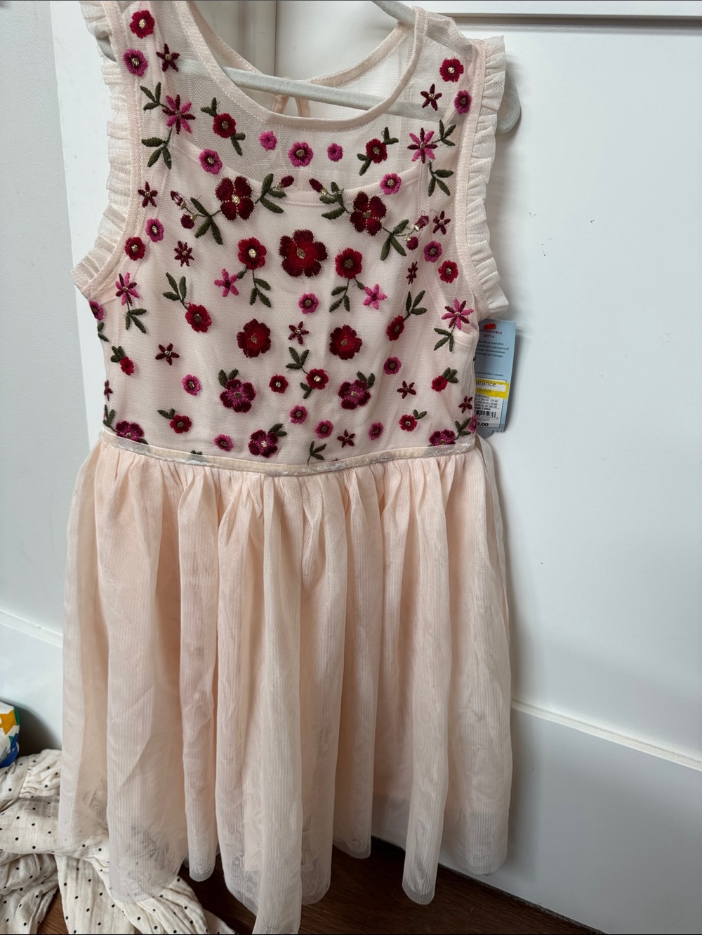Cat and Jack Pink Embroidered Floral Tulle Dress